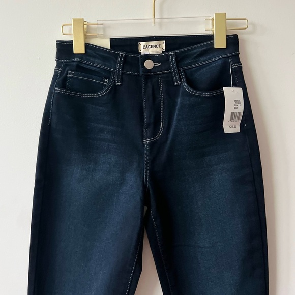 L’AGENCE Margot Navy Blue High Rise Skinny Jeans - Picture 2 of 6